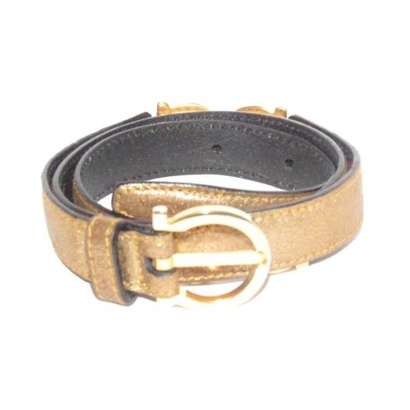 Salvatore Ferragamo Gold Leather Gancini Belt main image 4